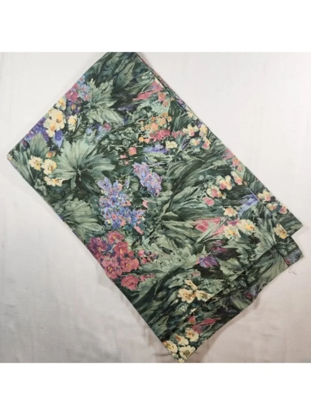 Vintage Floral Window Valance Painterly Garden Botanical Print Green Pink 86x15‎